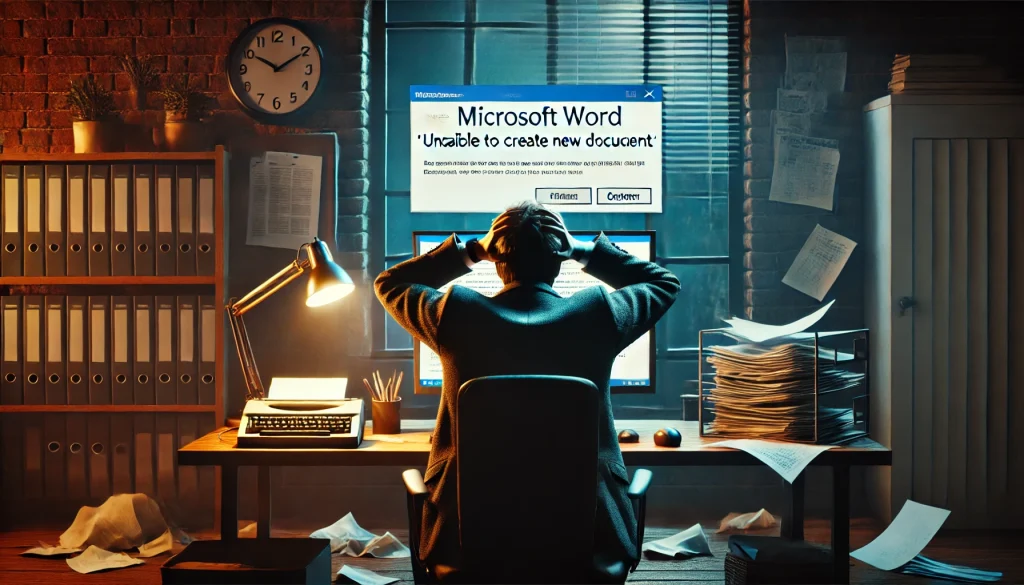microsoft word unable to create new document