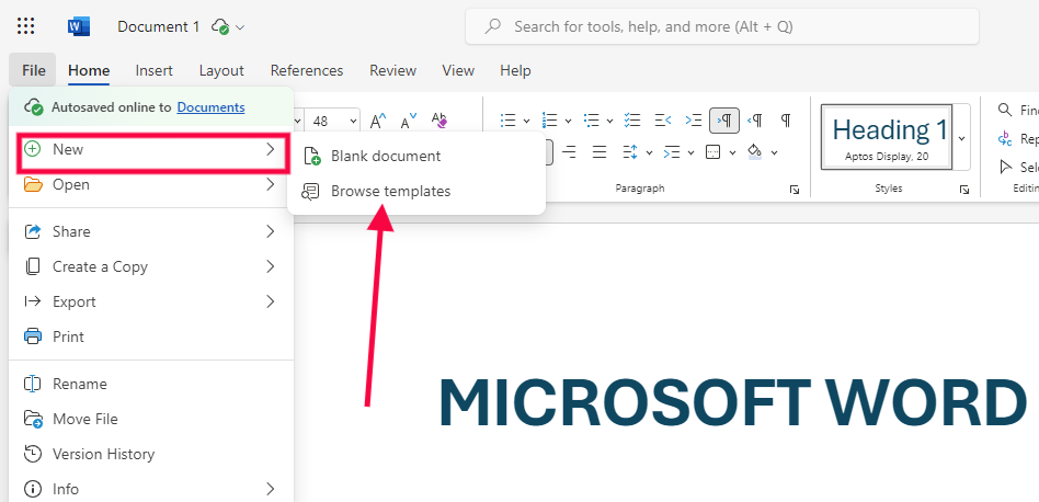 Microsoft Word Built-In Templates