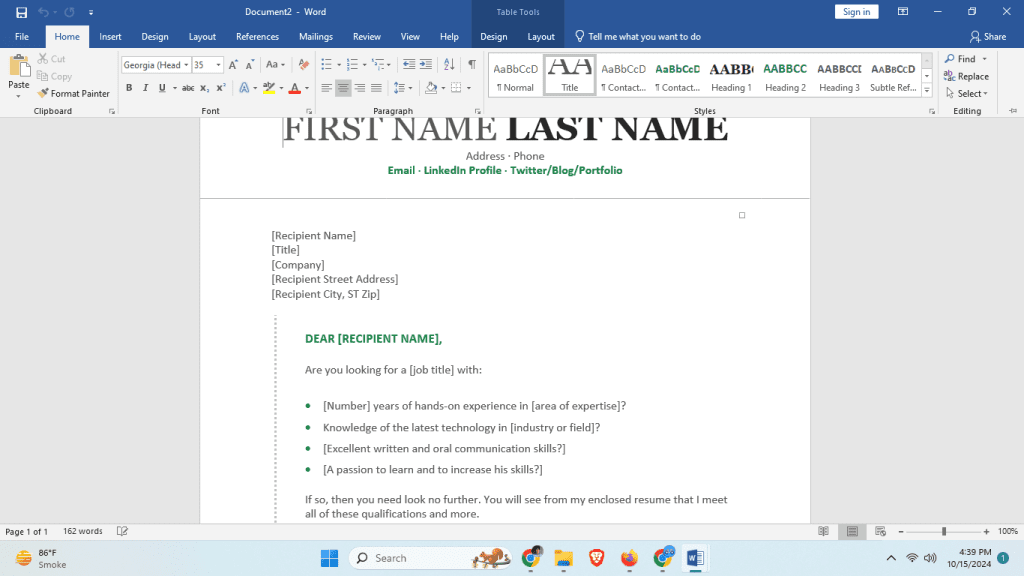 Modify Existing Templates in Microsoft Word
