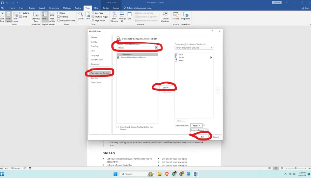 Assign the Macro to a Button