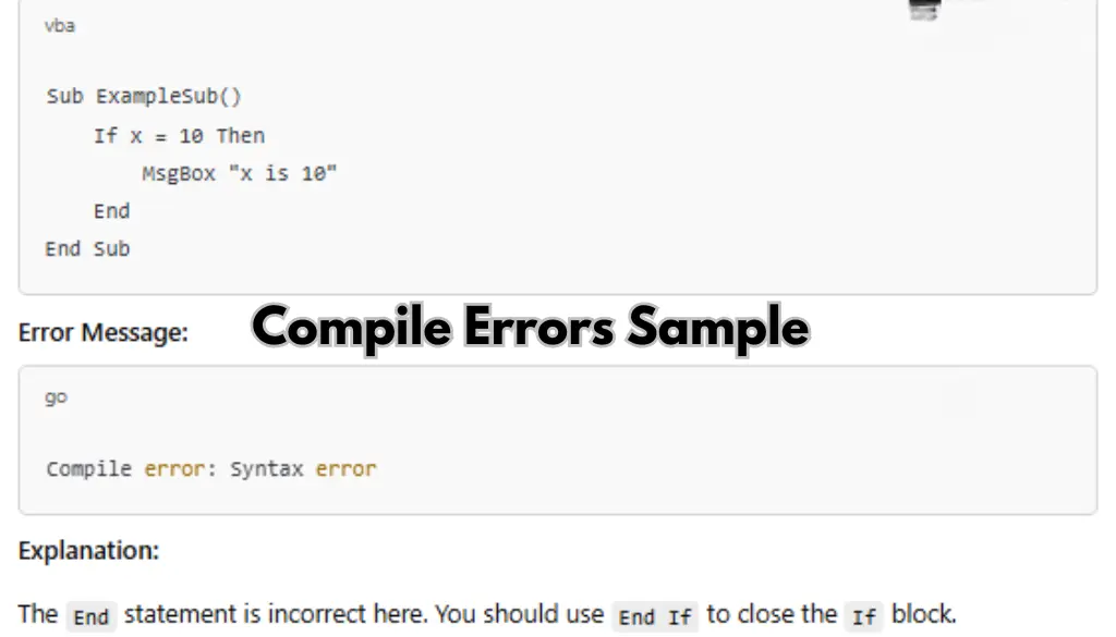 Compile Errors in VBE