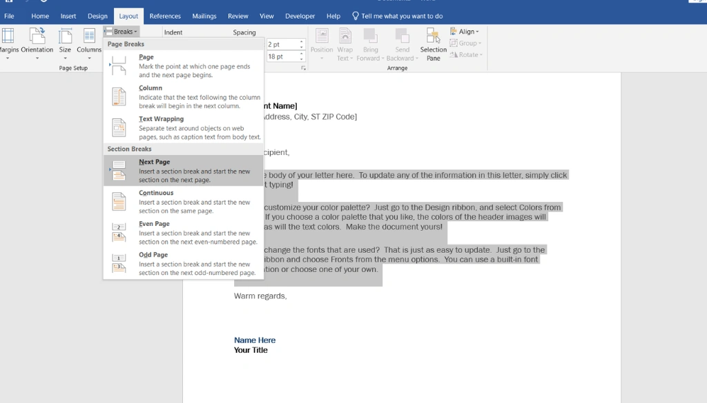 Switching Orientation for Specific Pages