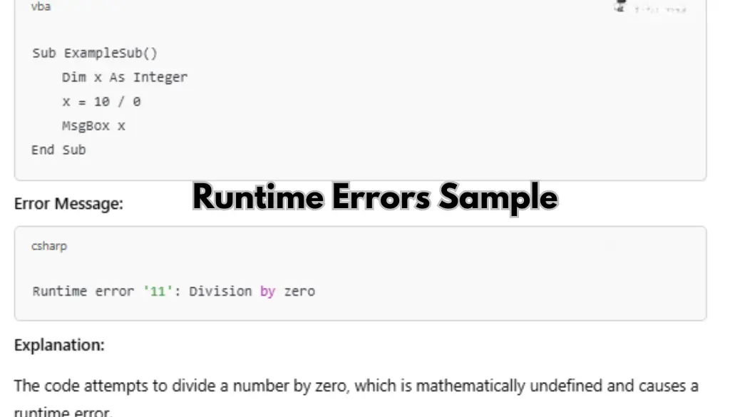 Runtime Errors in VBE