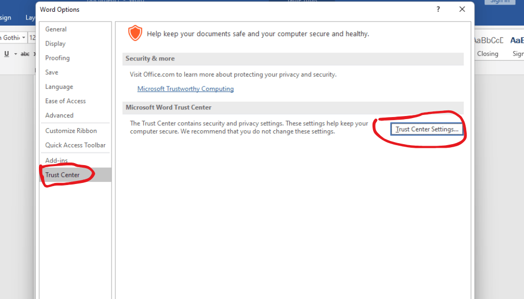 How to Find Macro Security Settings in MS Word