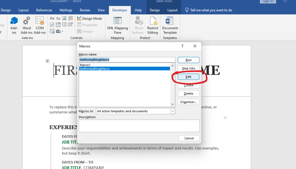 how to Save Your Macro to a Macro-Enabled Template (.dotm)