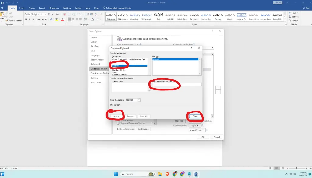 Assign the Macro to a Keyboard Shortcut