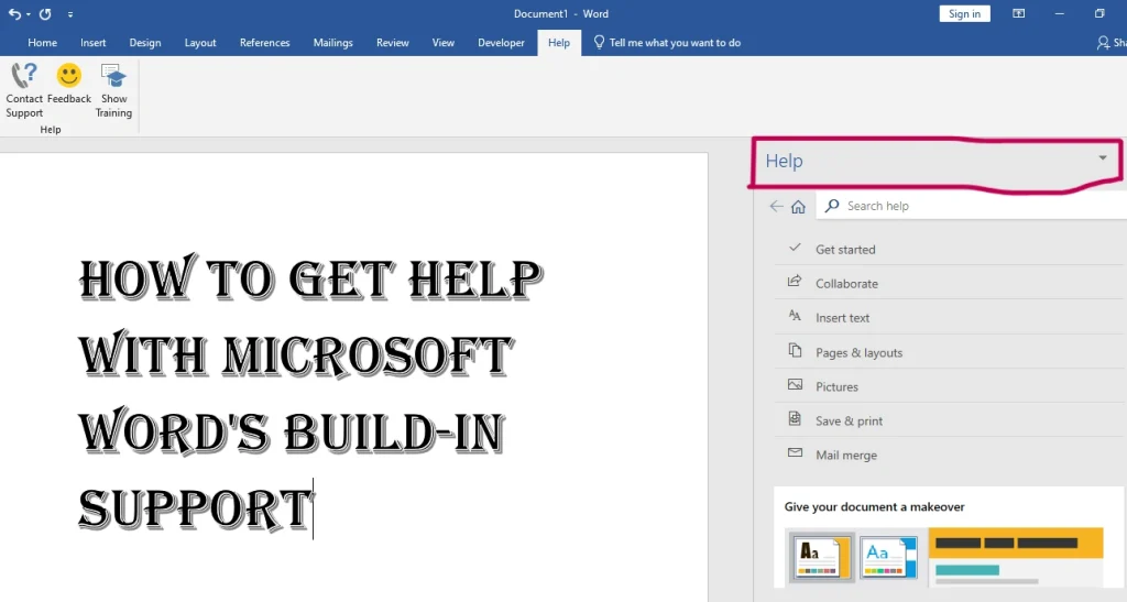 Get Help with Microsoft Word's Build-In Support