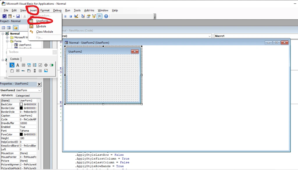 How to open user form in VBA