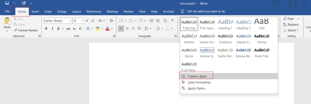 Screenshot of the Create New Style from Formatting dialog box in Microsoft Word