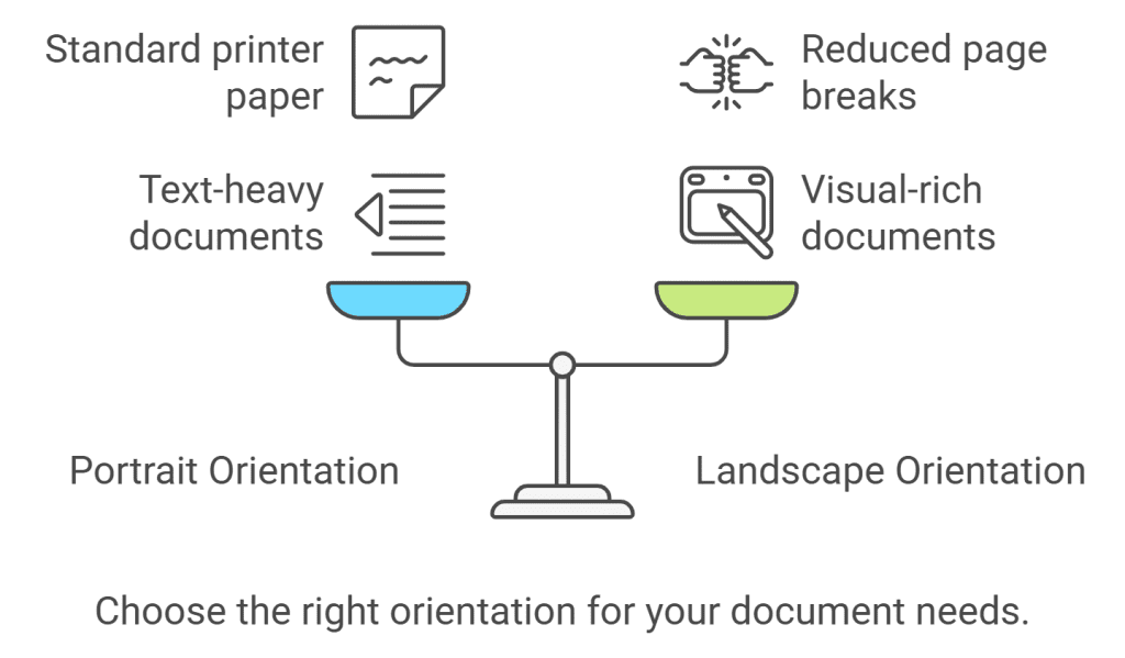 when and how to switch between portrait and landscape page orientation