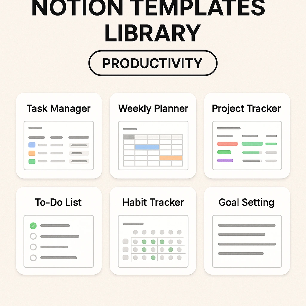 Notion templates library for productivity and organization