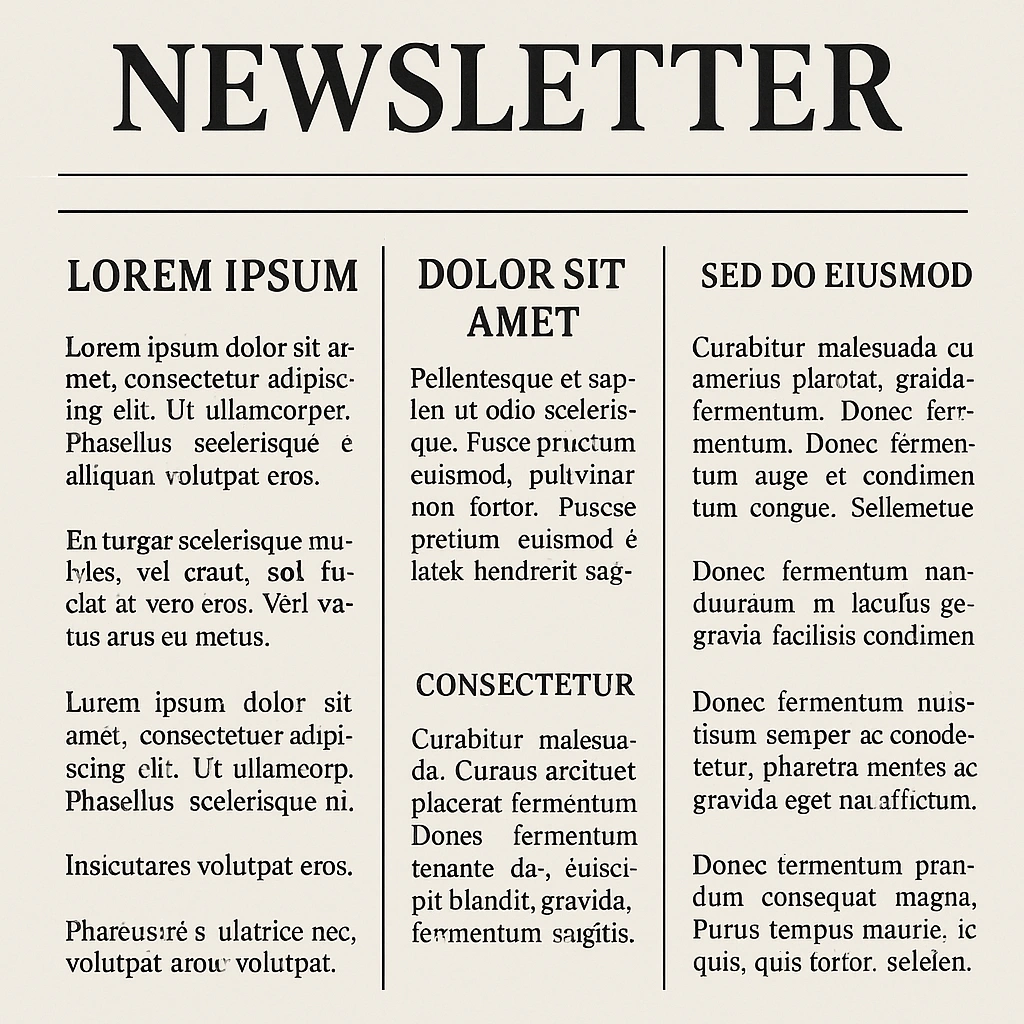 Professional newsletter column layout example