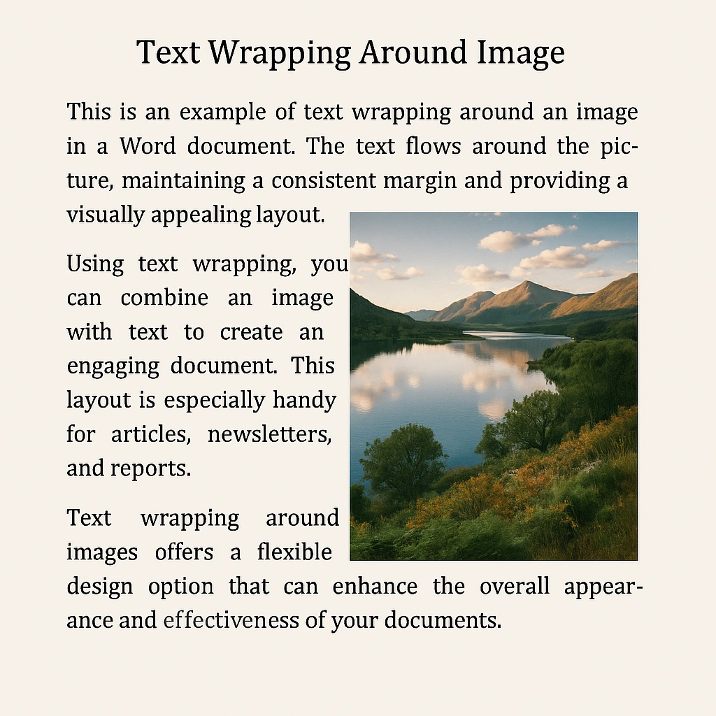 Text wrapping around an image in a Word newsletter