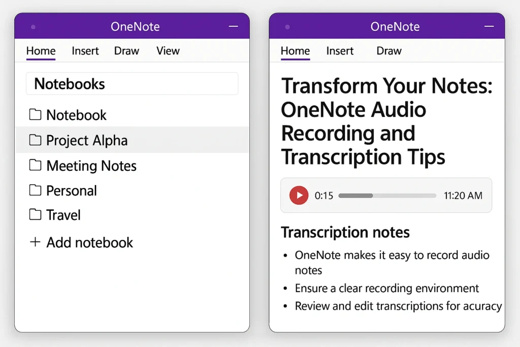 OneNote Audio Recording and Transcription Tips