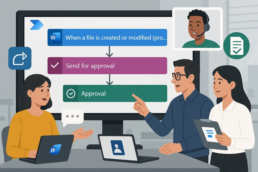 Team collaboration through Power Automate and Word