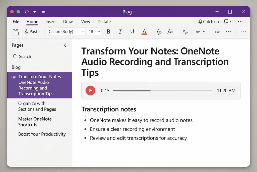 OneNote Audio Recording and Transcription Tips