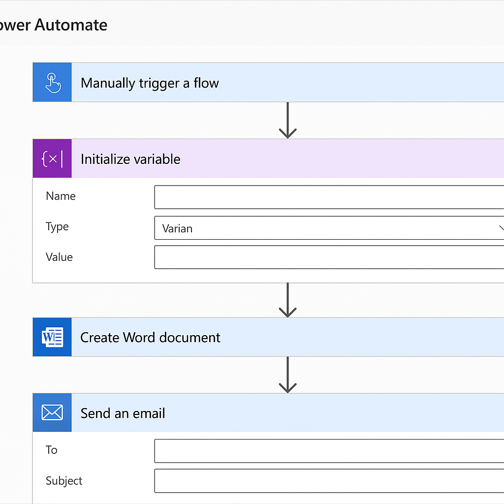 Power Automate and Word integration setup interface