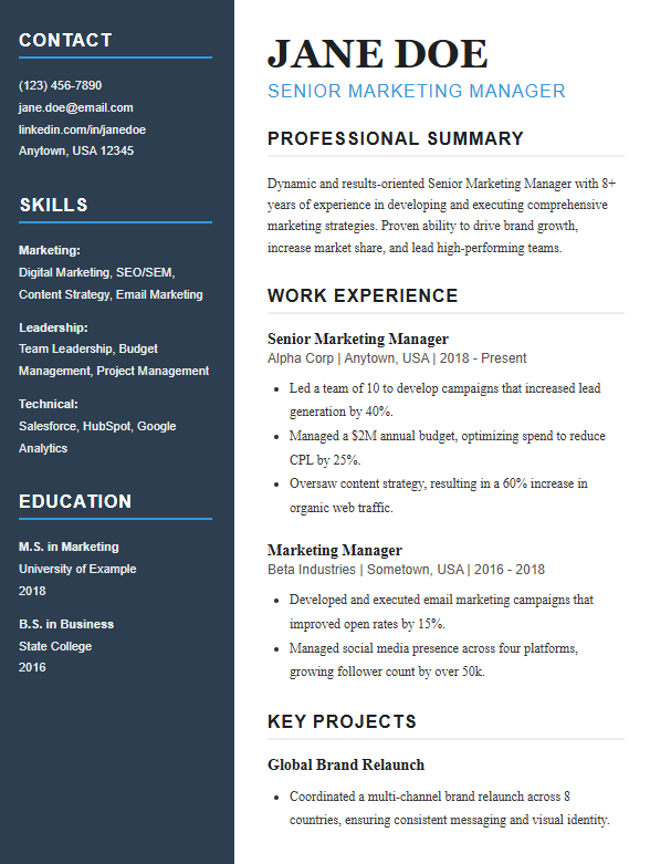 Modern Two‑Column Resume