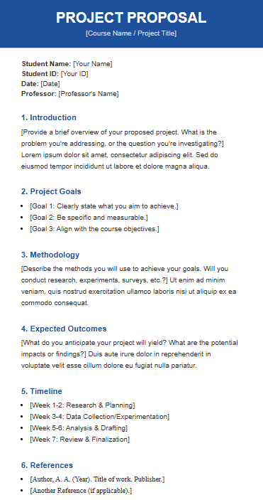 free Student Project Proposal Template