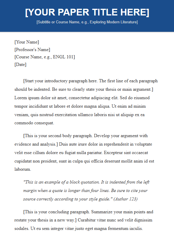 free Academic Paper Template