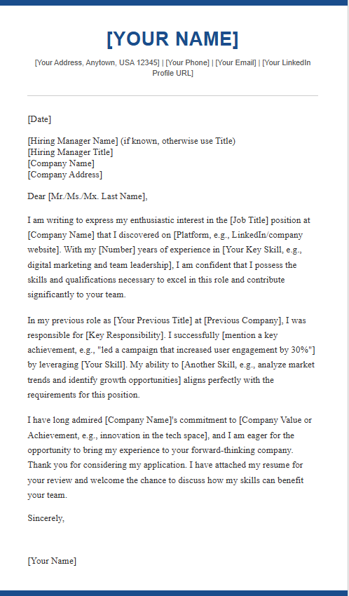 free cover letter template