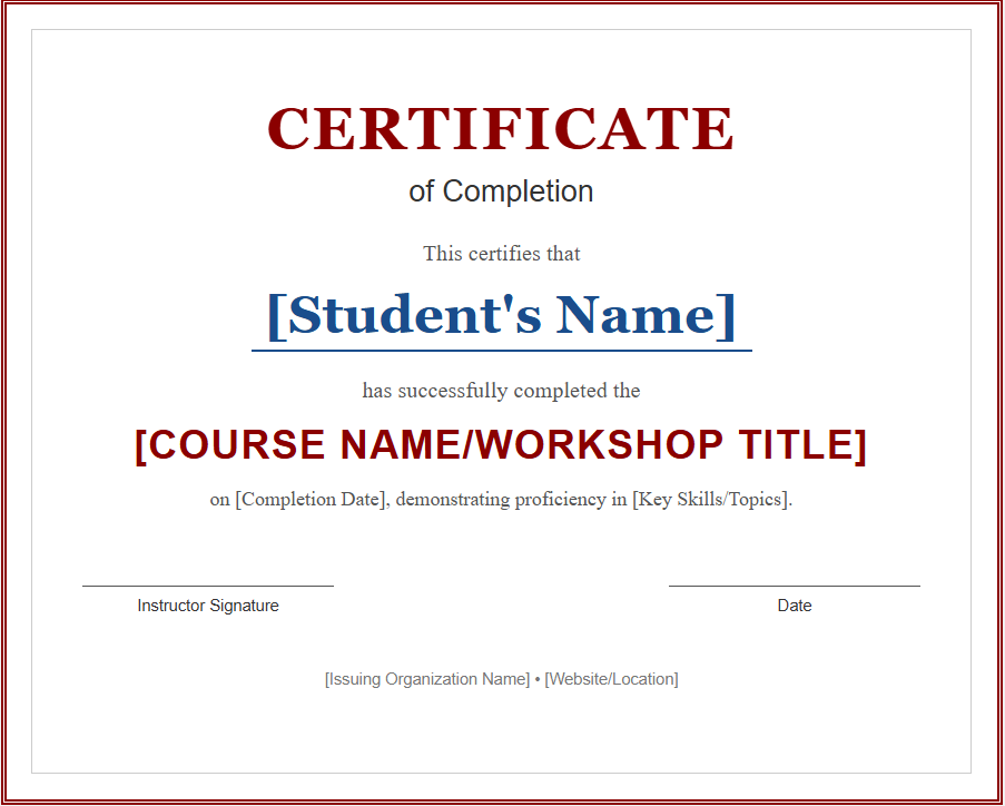 free elegant course completion template