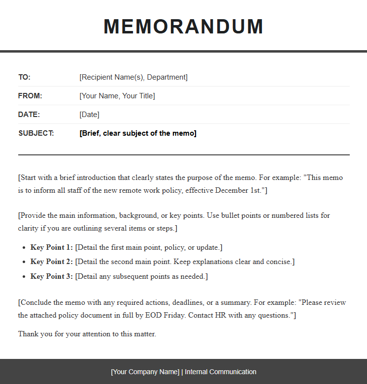 free internal memo template