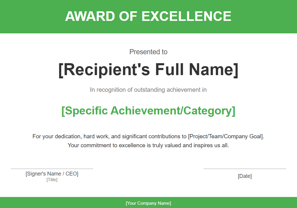 free Modern Award Template