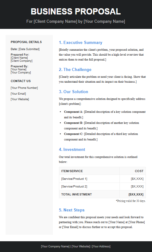 free modern business proposal template