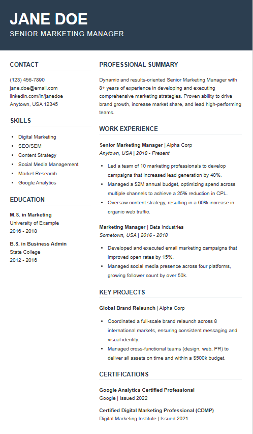 modern resume template