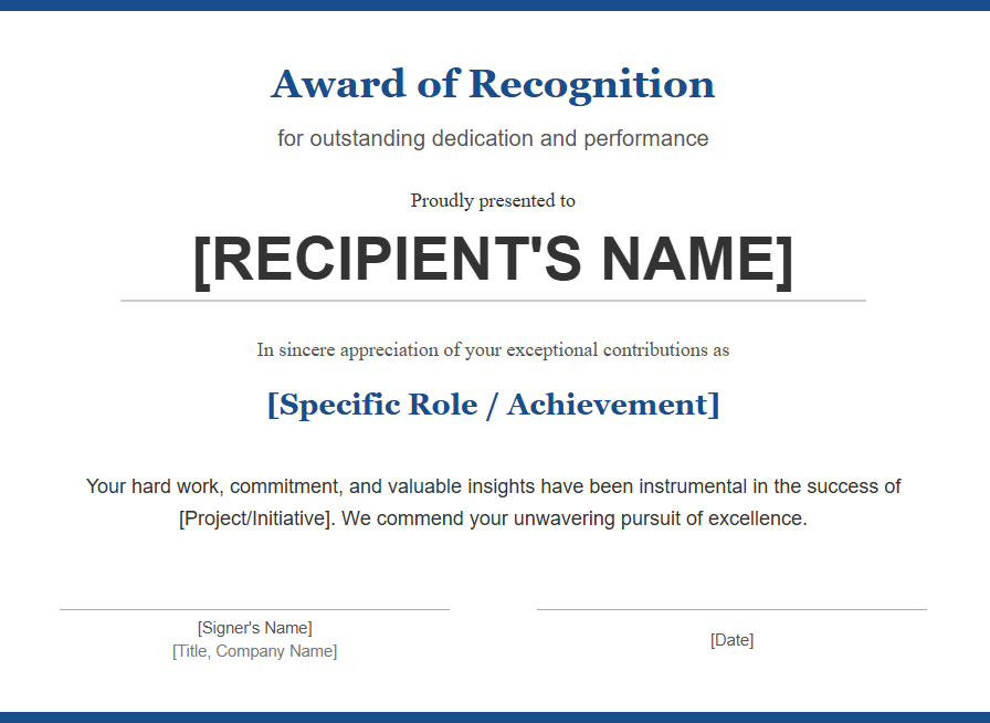 free professional recognition template