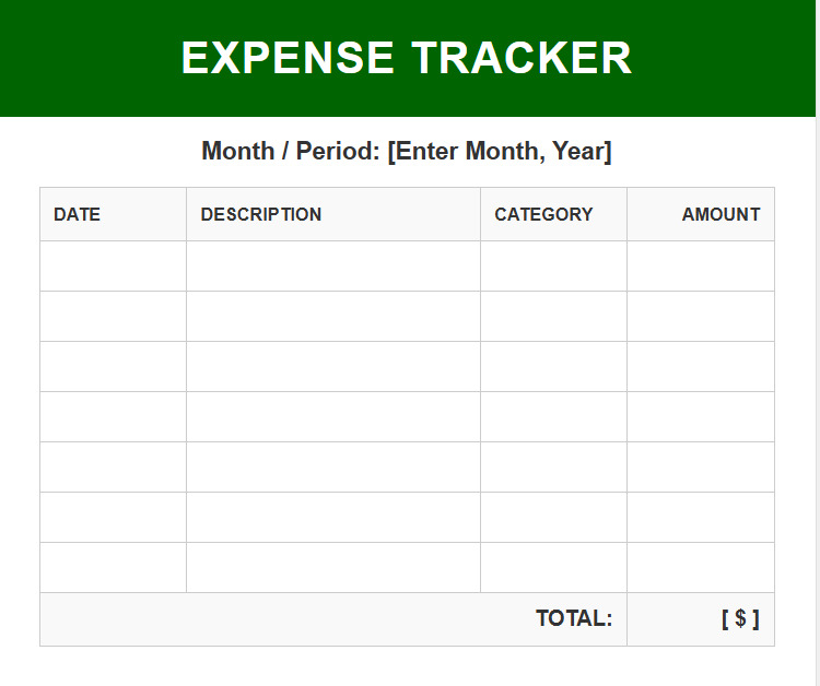 free Expense Tracker Template