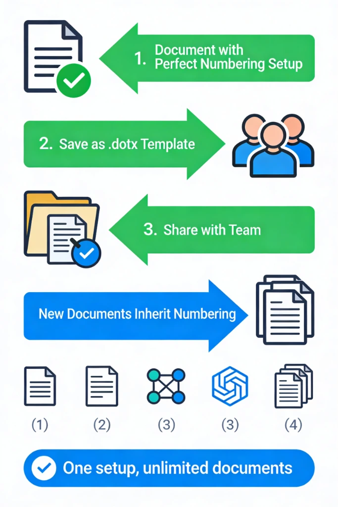 Template creation workflow (create → save → share → reuse)